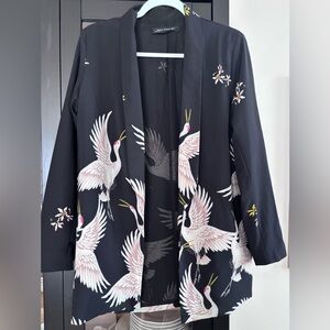 BBM WOMEN BLAZER swan print lined size L